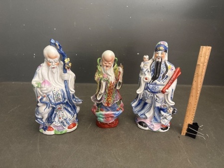 3x Immortal Asian Men Statues
