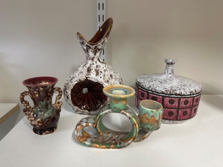 4x Brown Art Deco Decorator Items