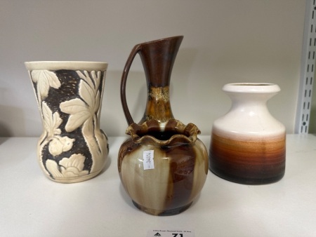 Assortment of Brown Ceramic Jugs and Vases