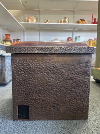 Vintage Metal Embossed Ship Storage Foot Stool