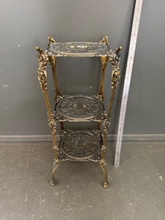 Ornate Brass 3 Tier Plant Stand