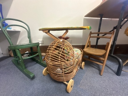 Assortment of Vintage Childrens Furniture + Toys
