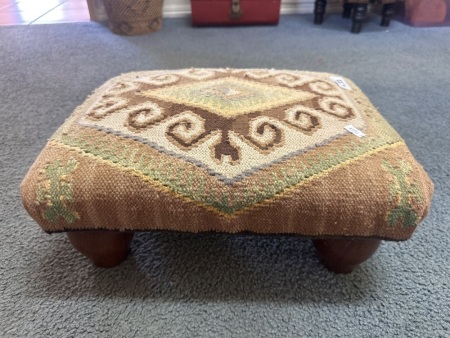 Antique Embroidered Foot Stool