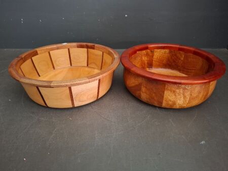 2x Segmented Hand Made Timber Bowls