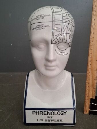 Porcelain Phrenology By LN Fowler Statue Head