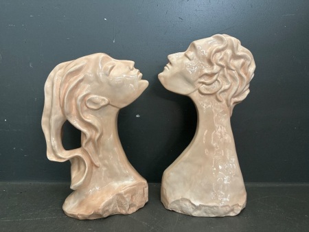 Man and Women Ceramic Pottery Glazed Statues