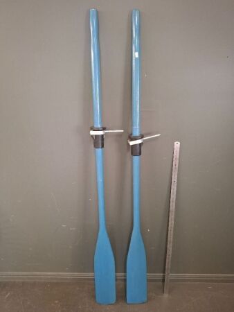 Set of Vintage Blue Wooden Oars
