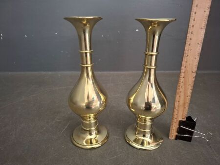 2x Solid Brass Vases