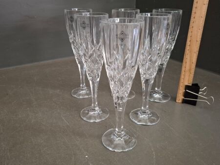 Set of 6 Beaumont Fine Cut 24% Lead Crystal Flutes