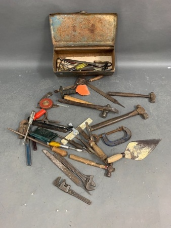 Blue Tool Box inc Tools - Hammers, Chisels Etc