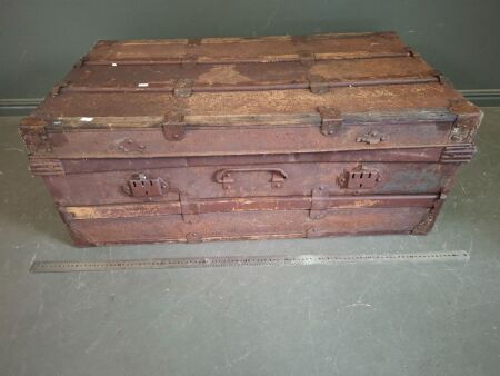 Vintage Tin and Wooden Storage Box