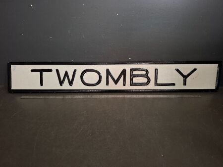 Twombly Large Black & White Pressed Metal Sign