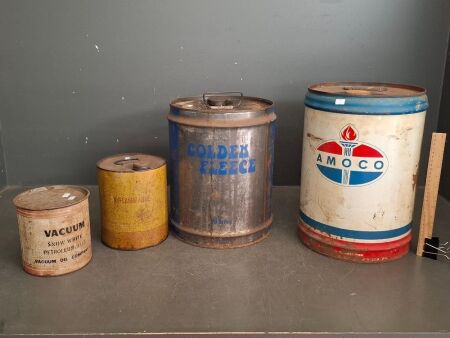 4x Vintage Metal Oil Tins