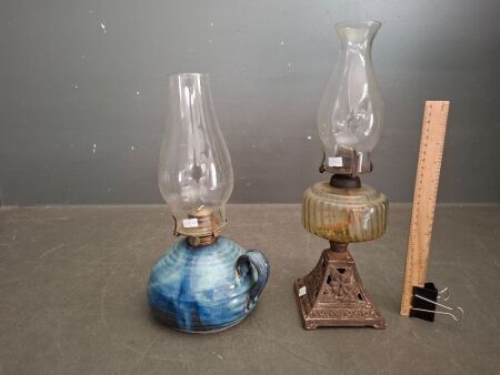 2x Vintage Oil Lamps