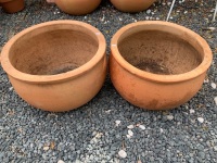 2 Large Terracotta Garden Bowls