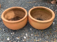 2 Large Terracotta Garden Bowls