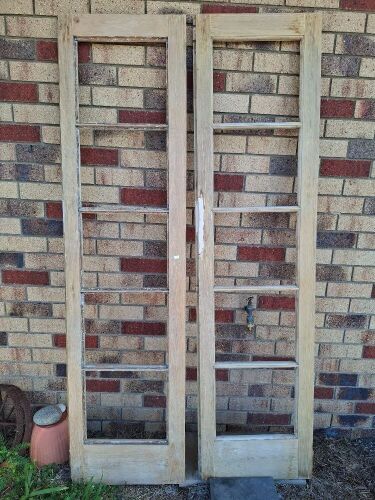 2x Wooden French Doors - No Glass