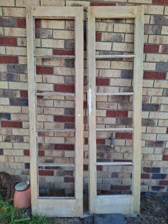 2x Wooden French Doors - No Glass