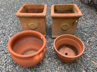 4 Asstd Terracotta Garden Pots inc 2 Square
