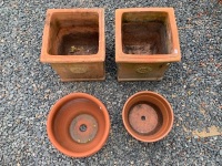 4 Asstd Terracotta Garden Pots inc 2 Square - 2