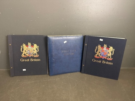 2 Great Britain Stamp Albums w. Album with Stamped Letters
