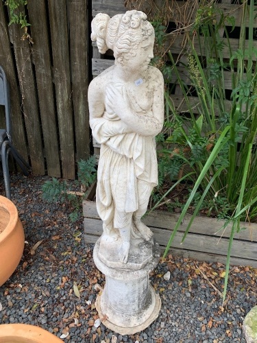 Concrete Grecian Lady Statue on Plinth