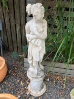 Concrete Grecian Lady Statue on Plinth