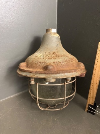 Vintage General Electric England Heavy Duty Industrial Cage Light - Made in England - Marked