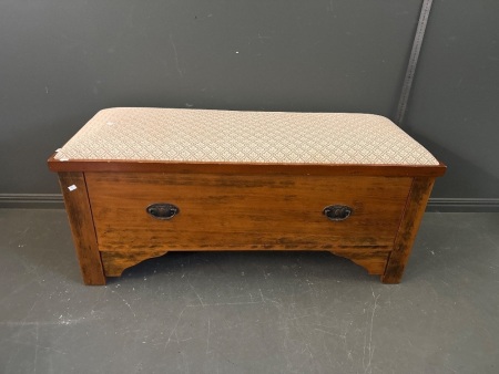 Wooden Blanket Box with Upholstered Top