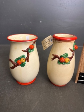 Pair of Vintage Crown Ducal Ware England Art Deco Vases