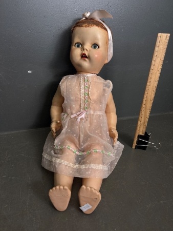 Vintage C1950s 20Inch Walking Doll Fully Articulated and Originally Dressed