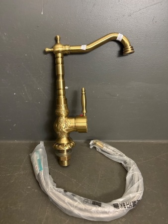 Mid Century Asian Brass Tap with Hose