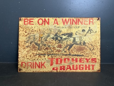 Vintage Be On A Winner Melbourne Cup 1941 Drink Tooheys Metal Sign