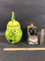 Italian Ceramic Train Cookie Jar + Green Sweet Treats Jar - 2