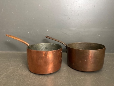 2 Provincial Copper Saucepans