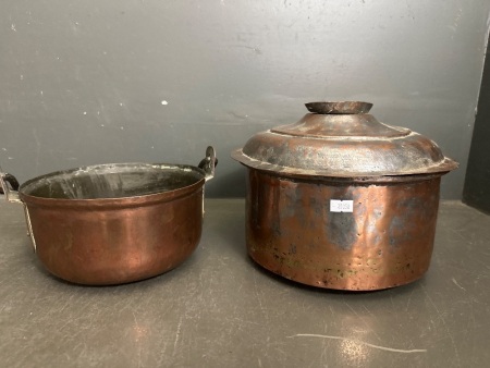 2 Vintage French Copper Pots