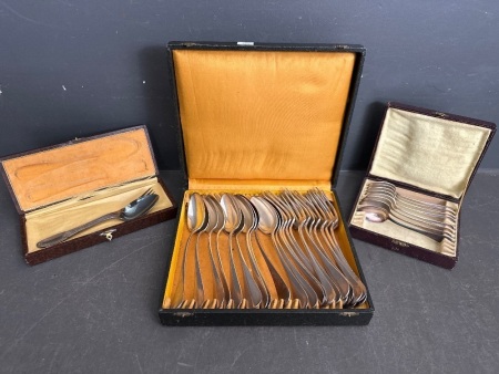 Marked Forks - Spoons - Tea Spoons and French Antique Baptism Cutlery Set&nbsp;