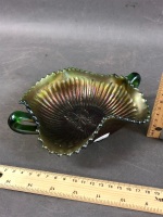 Antique Northwood Glass Green Carnival Glass Butterfly Bon Bon Bowl - 4