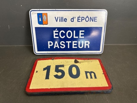 2 x Vintage French Road Signs