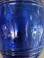 2 Blue Glass Kitchen Containers. Square Made in Italy 1979 - 2