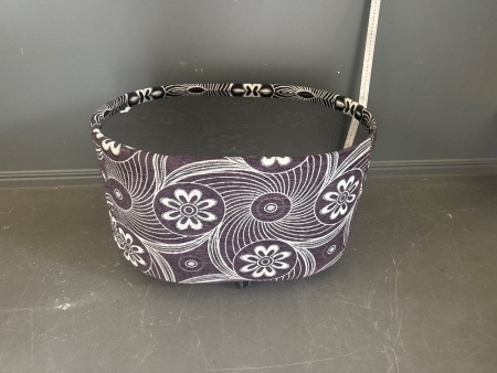Retro Glass Topped Flower Print Drinks Table on Castors