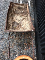 Vintage Wheelbarrow with Heavy Iron Wheel and Frame - Tin Body As Is - 2