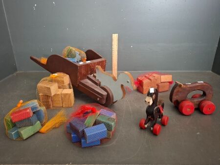 Handmade Mid Century Wooden Toys and Blocks