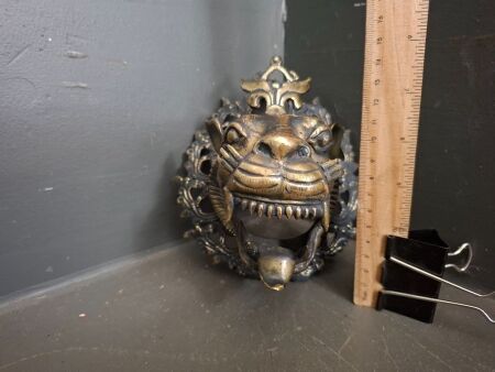 Tibetan Brass Wall Hanging C1900s Candle Holder - Approx 170H x 150W x 130L