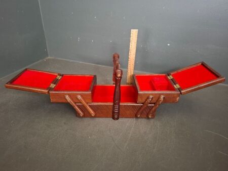 Vintage Tapestry Cantilever 2 Tier Sewing Box