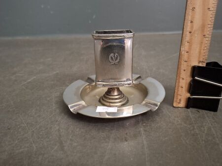 Vintage Silver Plated Harrods Triple Crown Ashtray with Match Box Holder