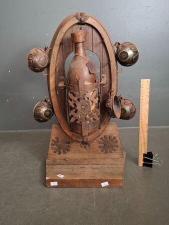 Medieval Metal and Wooden Bottle and Cup Holder