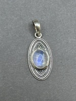 Sterling Silver Pendant with Rainbow Moonstone Gemstone