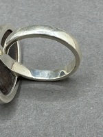 Sterling Silver Ring with Fossil Dinosaur Bone Gemstone - From Madagascar - 3