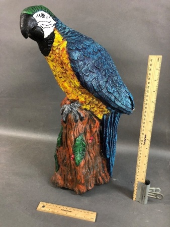 Professionally Painted Concrete Macaw Figure